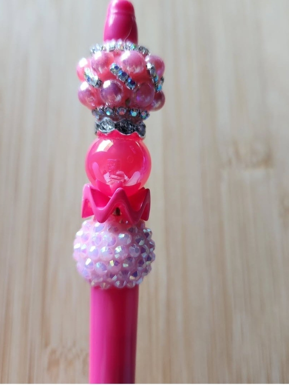 Pink Beaded Decorative Pen - Fun Shiny Accent